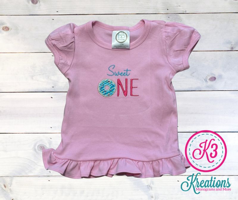 Girl's Sweet One Birthday Short Sleeve Ruffle Tee