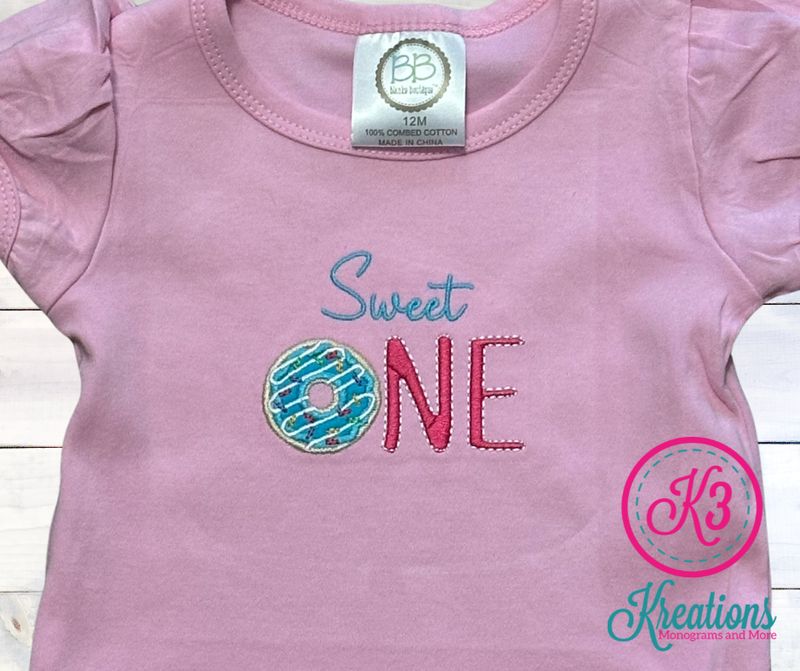 Girl's Sweet One Birthday Short Sleeve Ruffle Tee