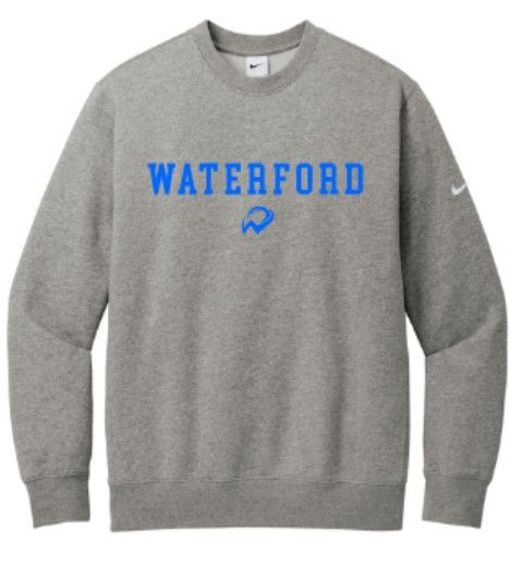 Adult Waterford W Nike Club Fleece Sleeve Swoosh Crew (WWR)
