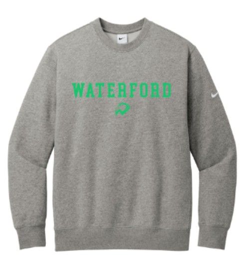 Adult Waterford W Nike Club Fleece Sleeve Swoosh Crew (WWR)