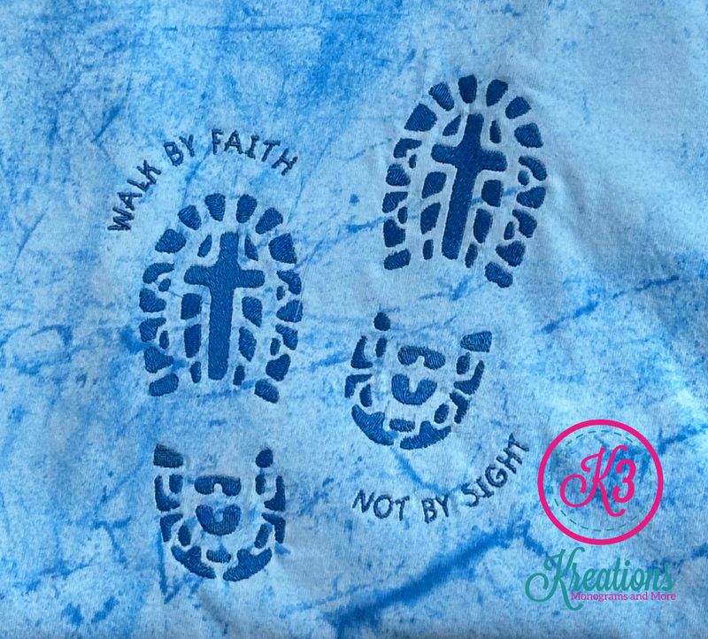 Walk By Faith Not By Sight Embroidered Comfort Colors Color Blast Short Sleeve Tee
