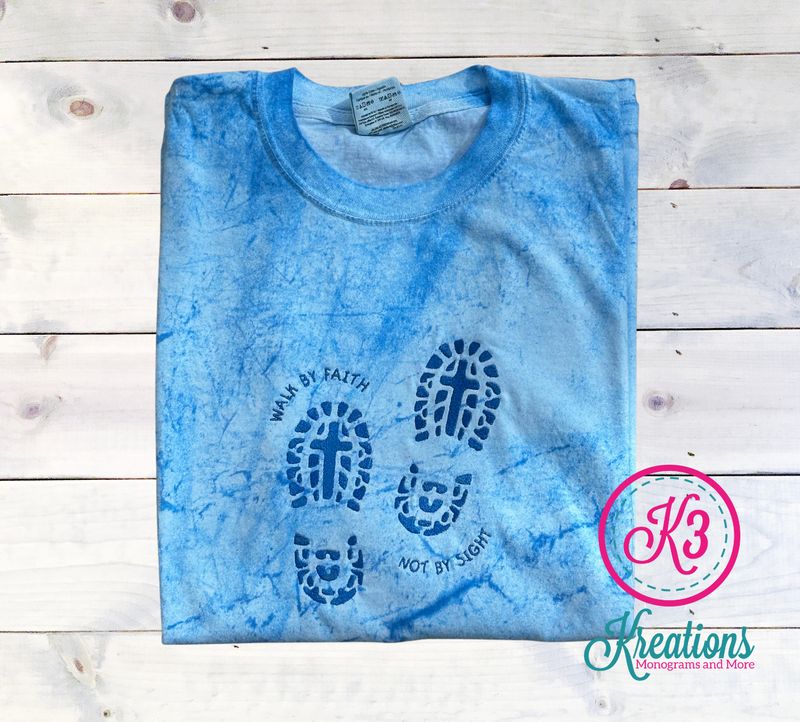 Walk By Faith Not By Sight Embroidered Comfort Colors Color Blast Short Sleeve Tee