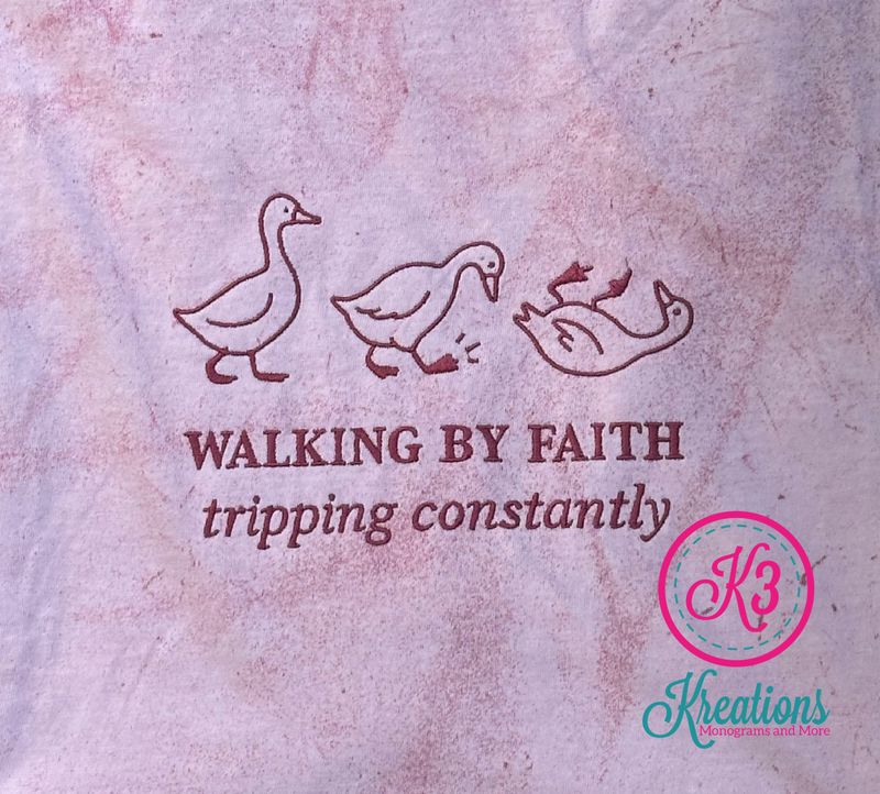 Walking By Faith Tripping Constantly Embroidered Comfort Colors Color Blast State Short Sleeve Tee