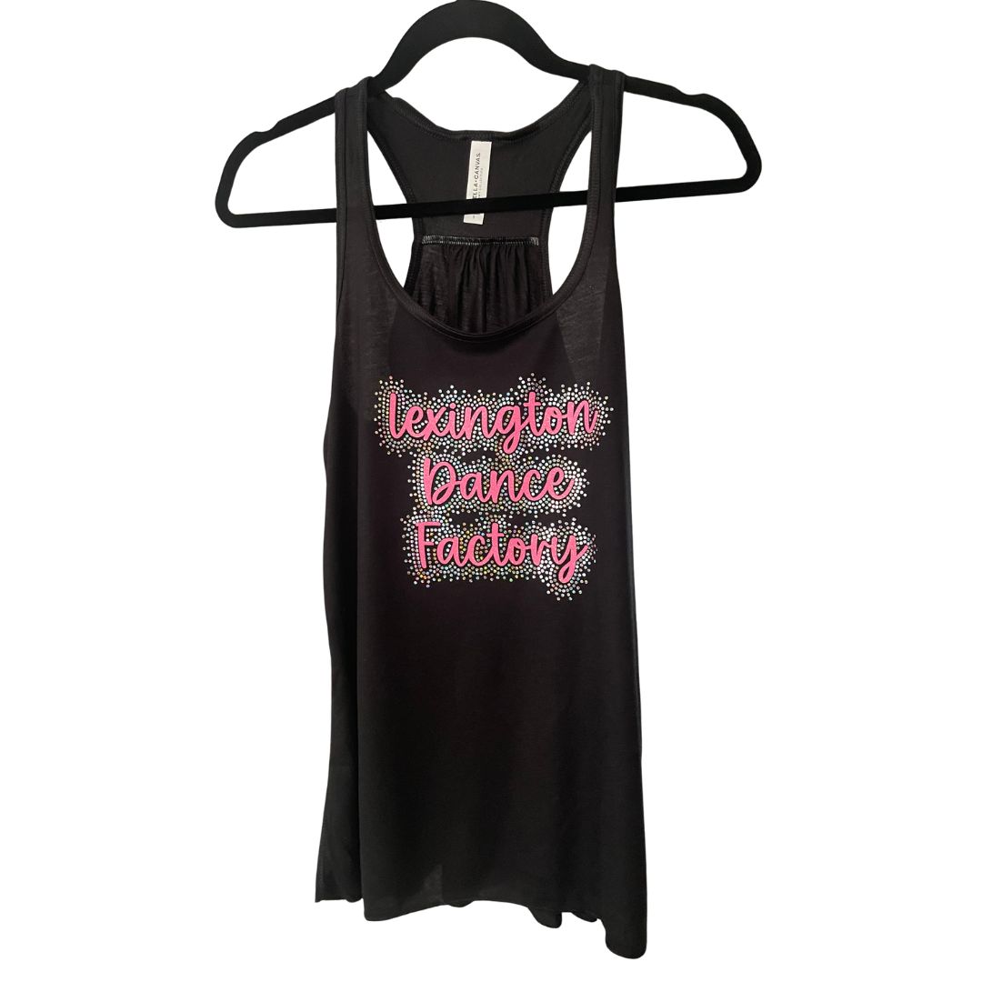 Ladies Lexington Dance Factory with Faux Rhinestone Outline Flowy Racerback Tank (LDF)