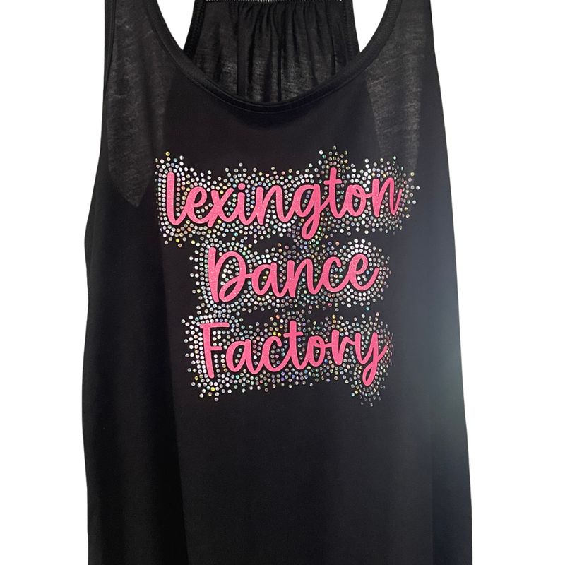 Ladies Lexington Dance Factory with Faux Rhinestone Outline Flowy Racerback Tank (LDF)