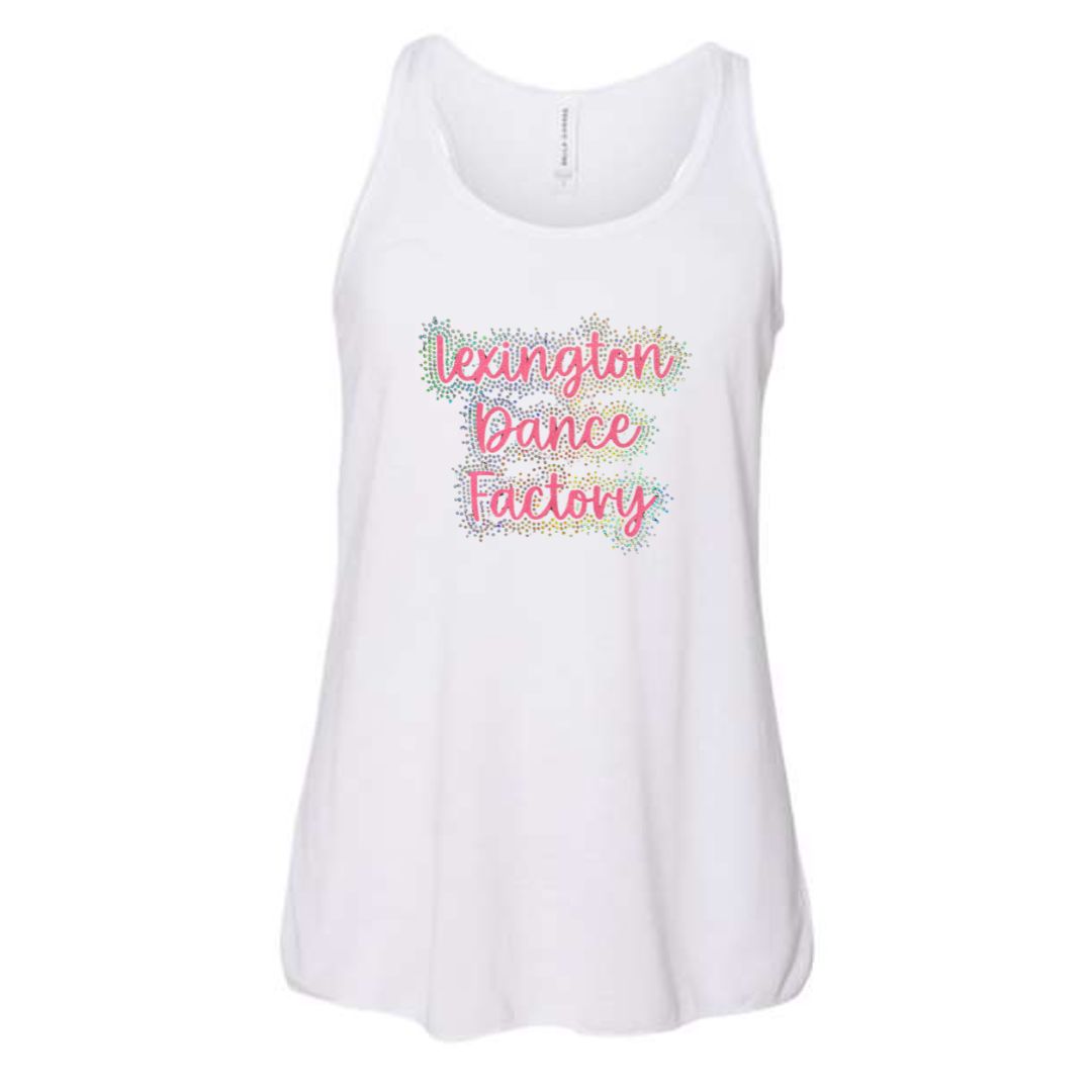 Youth Lexington Dance Factory with Faux Rhinestone Outline Flowy Racerback Tank (LDF)