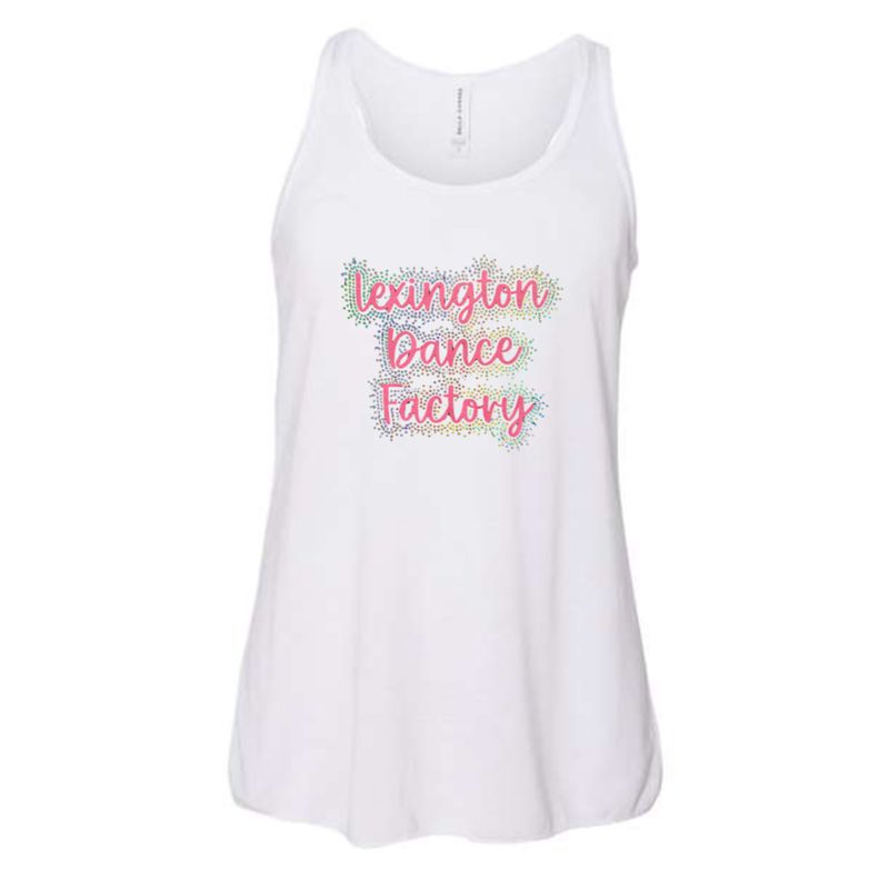 Youth Lexington Dance Factory with Faux Rhinestone Outline Flowy Racerback Tank (LDF)
