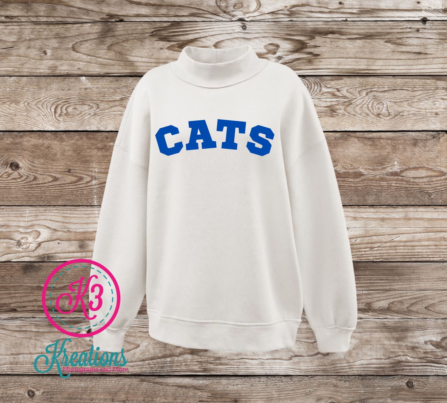 CATS Applique Cream Mockneck