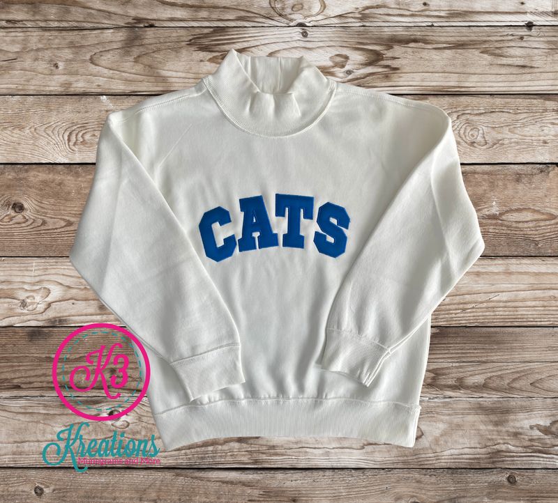 CATS Applique Cream Mockneck