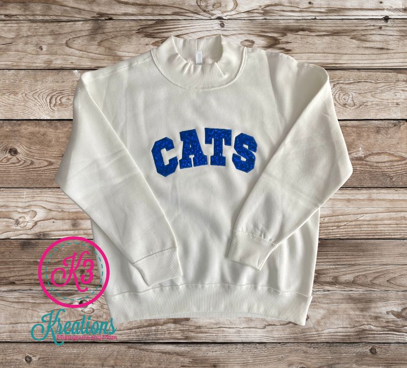 CATS Sequin Applique Cream Mockneck
