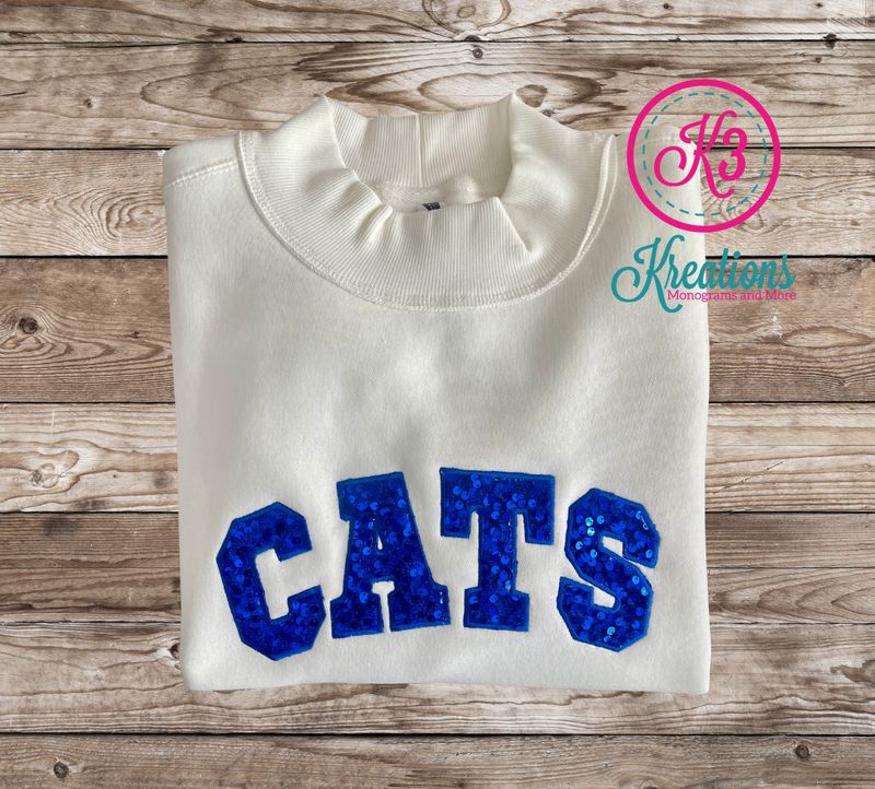 CATS Sequin Applique Cream Mockneck