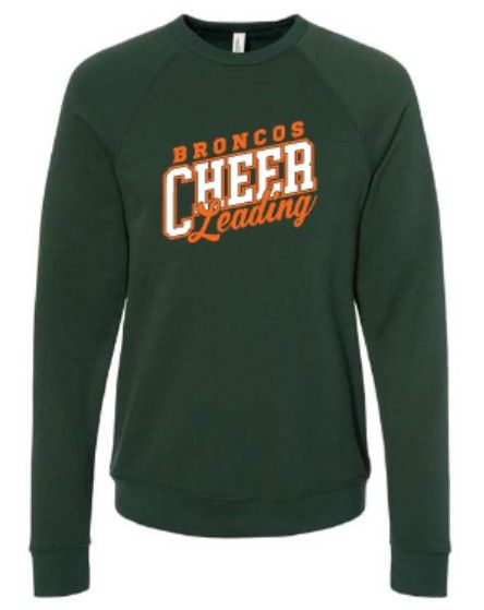 Adult Broncos Cheerleading Bella + Canvas Sponge Fleece Raglan Crewneck or Hoodie (FDHSC)