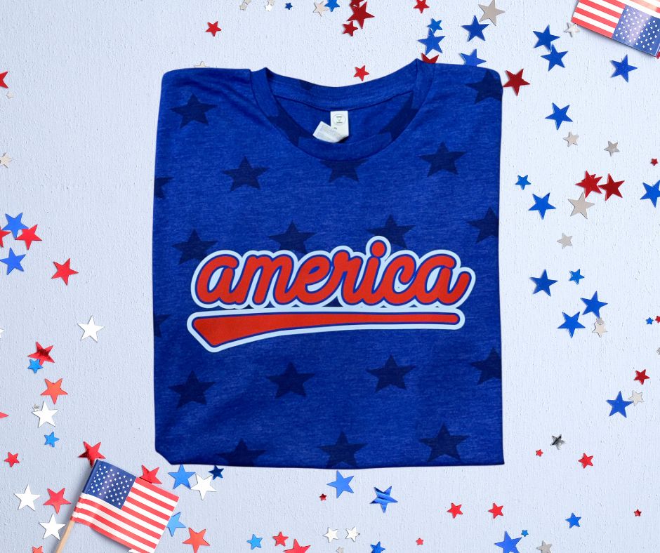 Adult America Star Print Tee