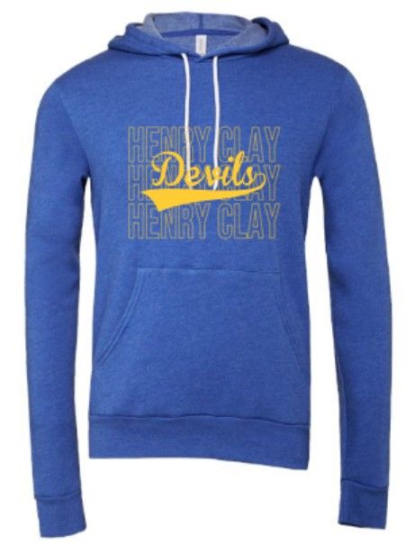 Adult HENRY CLAY Devils Bella + Canvas Sponge Fleece Raglan Crewneck OR Hooded Sweatshirt (HCDT)
