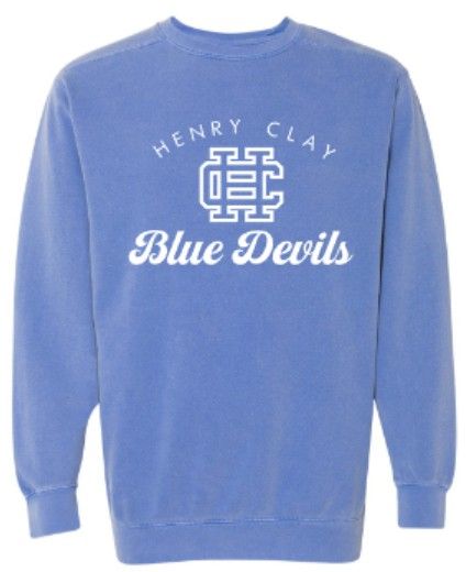 Adult Henry Clay Blue Devils Comfort Colors Garment-Dyed Crewneck Sweatshirt (HCDT)