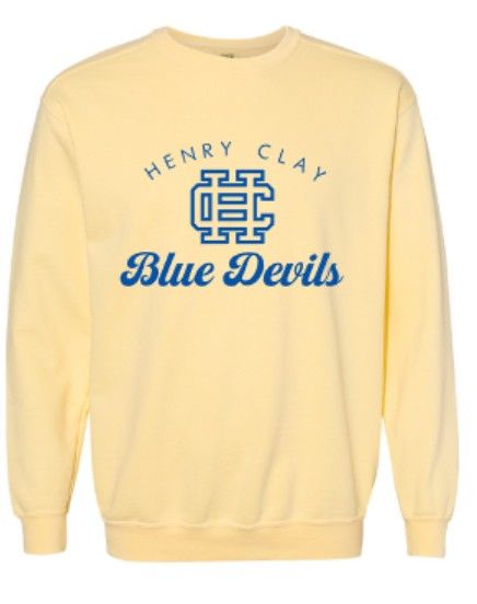 Adult Henry Clay Blue Devils Comfort Colors Garment-Dyed Crewneck Sweatshirt (HCDT)