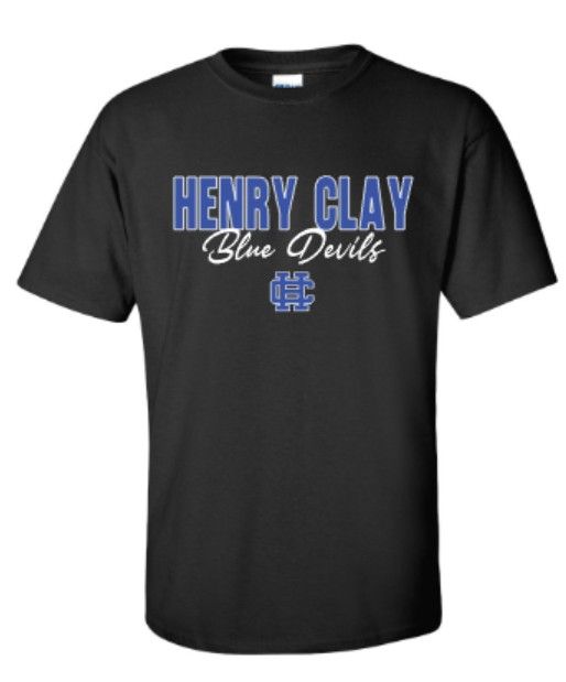 Adult HENRY CLAY Blue Devils Short OR Long Sleeve Gildan Tee (HCDT)