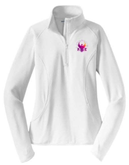 Unisex OR Ladies RISE Round Logo Sport Tek 1/2 Zip Sport Wick Pullover