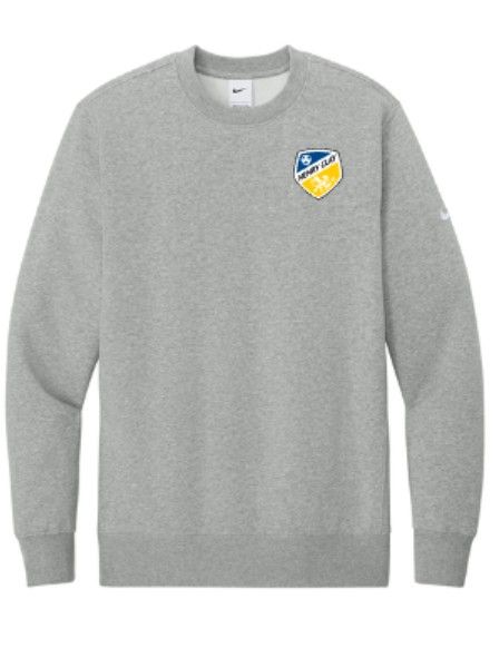 Adult Nike Club Fleece Sleeve Swoosh Crew with Choice of Embroidered Logo (HCGS)