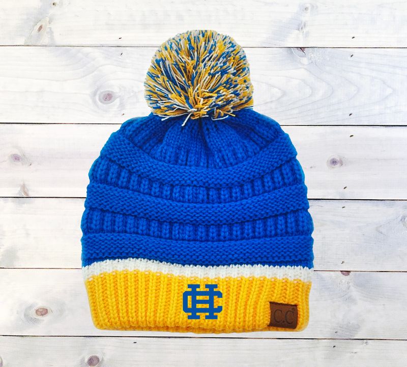 Blue &amp; Gold CC Beanie with Pom (HCGS)