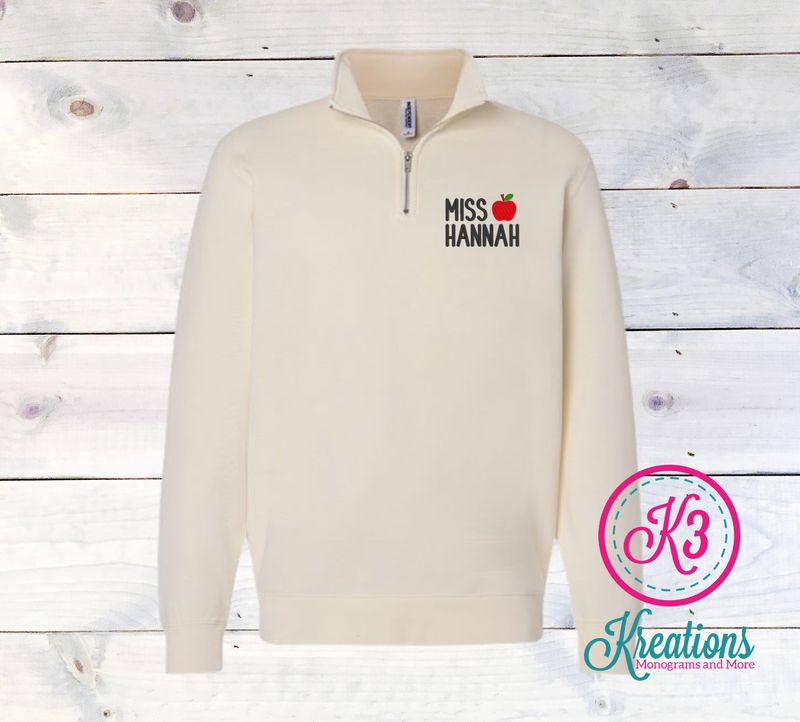 Adult Custom Embroidered Teacher Midweight 1/4 Zip Sweatshirt
