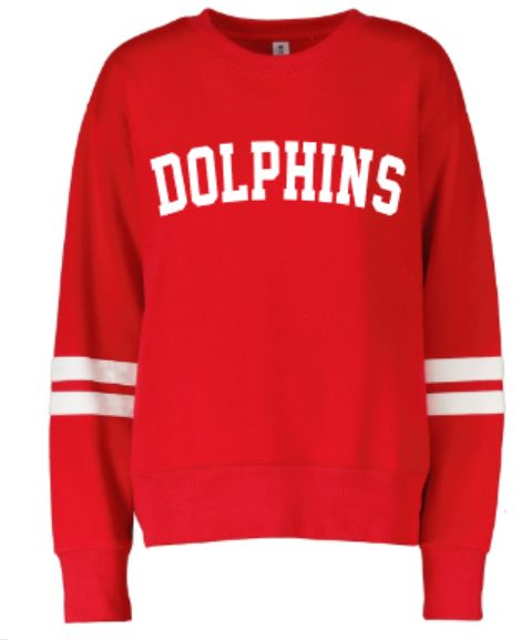 Ladies Dolphins Applique Boxy Varsity Crew (LEXD)