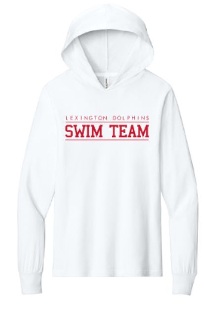 Adult LEXINGTON DOLPHINS SWIM TEAM Bella + Canvas Jersey Hooded Long Sleeve Tee (LEXD)