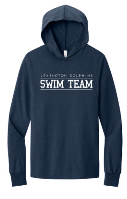 Adult LEXINGTON DOLPHINS SWIM TEAM Bella + Canvas Jersey Hooded Long Sleeve Tee (LEXD)