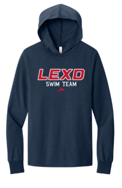 Adult LEXD SWIM TEAM with Dolphin Bella + Canvas Jersey Hooded Long Sleeve Tee (LEXD)