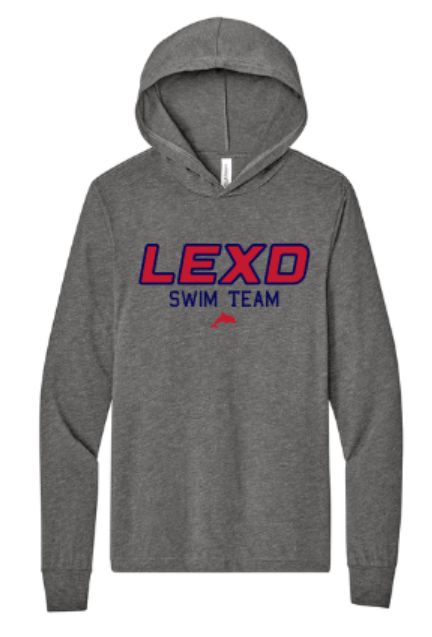 Adult LEXD SWIM TEAM with Dolphin Bella + Canvas Jersey Hooded Long Sleeve Tee (LEXD)