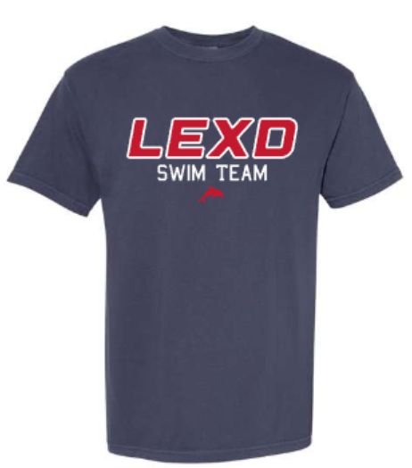 Adult LEXD SWIM TEAM with Dolphin Comfort Colors Garment-Dyed Heavyweight Short OR Long Sleeve Tee (LEXD)