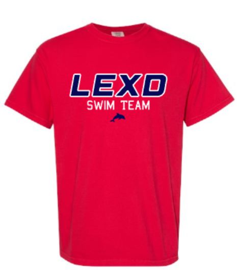 Adult LEXD SWIM TEAM with Dolphin Comfort Colors Garment-Dyed Heavyweight Short OR Long Sleeve Tee (LEXD)