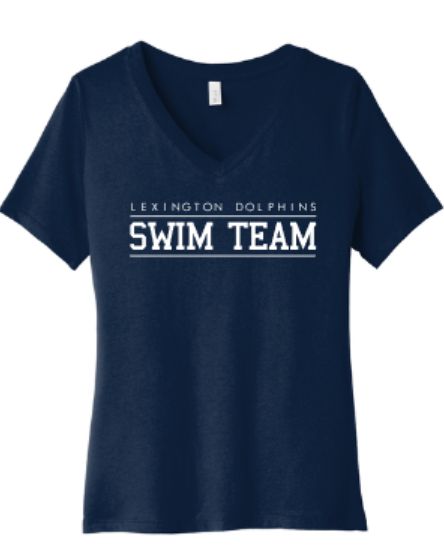 Ladies Bella + Canvas LEXINGTON DOLPHINS SWIM TEAM V-Neck Short Sleeve Tee (LEXD)