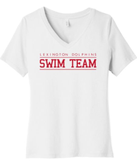 Ladies Bella + Canvas LEXINGTON DOLPHINS SWIM TEAM V-Neck Short Sleeve Tee (LEXD)