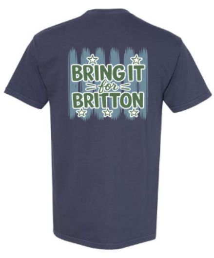 Youth or Adult Britton Cheer with Back Design Bring it for Britton Comfort Colors Garment-Dyed Heavyweight Short Sleeve T-Shirt (MEBC)