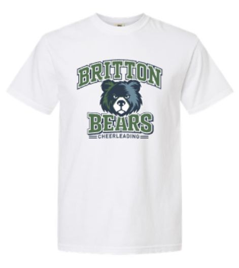 Youth or Adult Britton Bears Cheerleading Comfort Colors Garment-Dyed Heavyweight Short Sleeve T-Shirt (MEBC)
