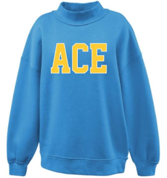 Ladies ACE Applique Blue Mockneck (ACE)