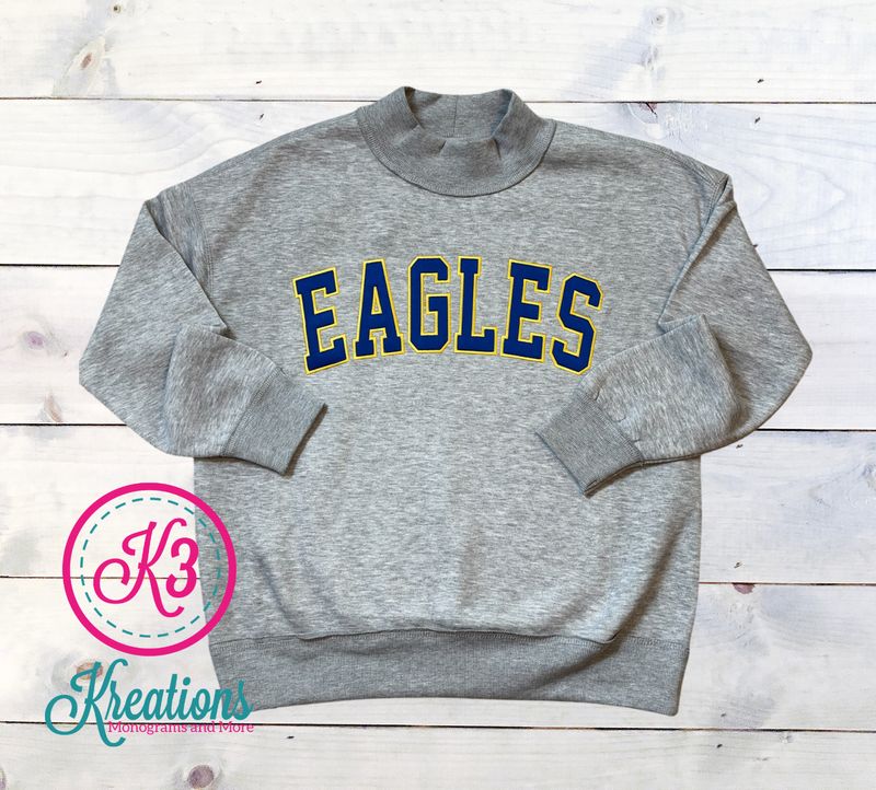 Youth or Ladies EAGLES Applique Mockneck (ACE)