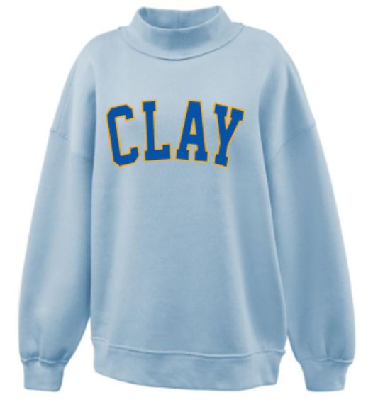 CLAY Applique Light Blue Mockneck