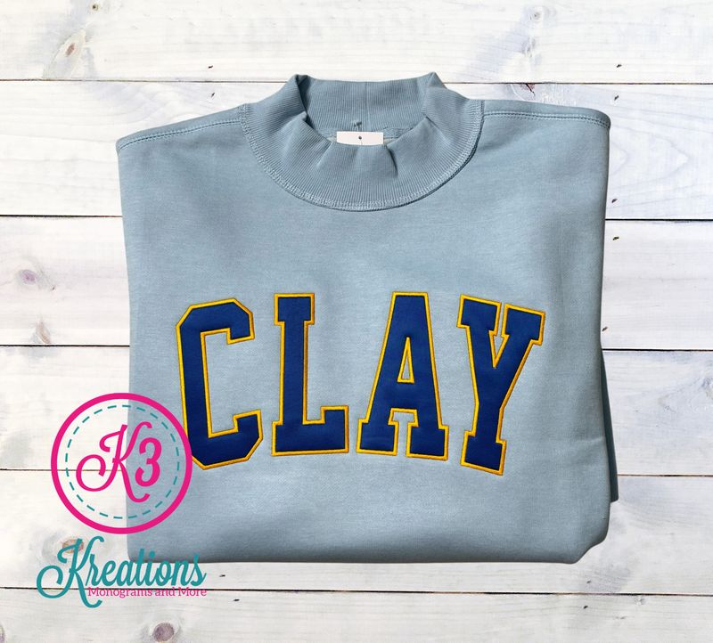 CLAY Applique Light Blue Mockneck