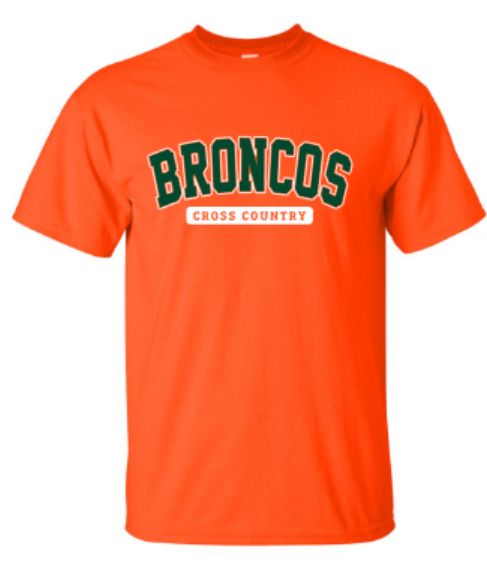 Youth or Adult BRONCOS Cross Country Gildan Short Sleeve Tee (FDXC)