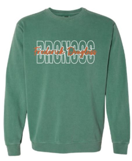 Adult Frederick Douglass BRONCOS Comfort Colors Garment-Dyed Crewneck Sweatshirt (FDXC)