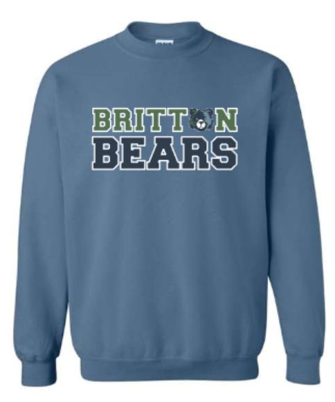 Adult Britton Bears with Mascot Indigo Blue Gildan Heavy Blend Sweatshirt (MEB)