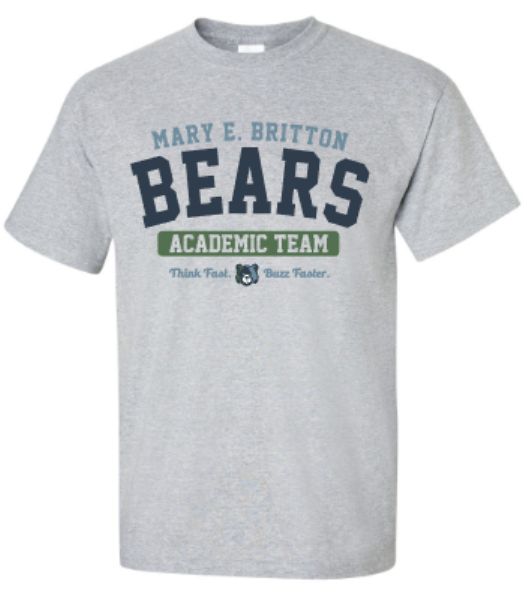 Youth or Adult Mary E. Britton Bears Academic Team Gildan Short Sleeve T-Shirt (MEBAT)