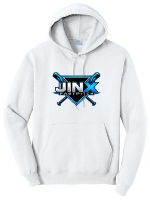Adult Jinx Fastpitch with Bats Port &amp; Co™ TALL Core Fleece Pullover Hooded Sweatshirt (JFP)