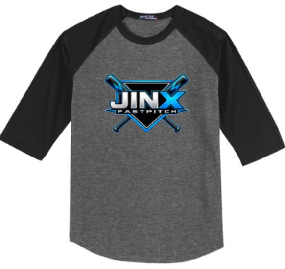 Adult Jinx Fastpitch with Bats Sport-Tek Colorblock Raglan Tee (JFP)