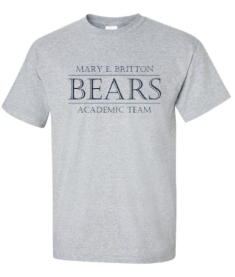 Youth or Adult Mary E. Britton BEARS Academic Team Gildan Short or Long Sleeve T-Shirt (MEBAT)