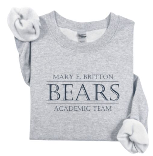 Youth or Adult Mary E. Britton BEARS Academic Team Gildan Heavy Blend Sweatshirt (MEBAT)