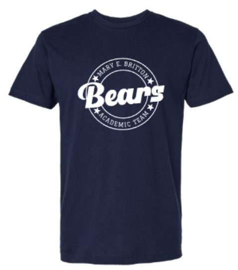 Youth or Adult Mary E. Britton Bears Academic Team LAT Fine Jersey Short Sleeve T-Shirt (MEBAT)
