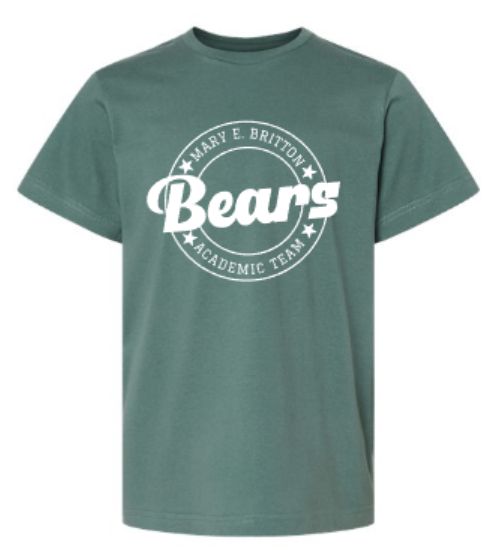 Youth or Adult Mary E. Britton Bears Academic Team LAT Fine Jersey Short Sleeve T-Shirt (MEBAT)